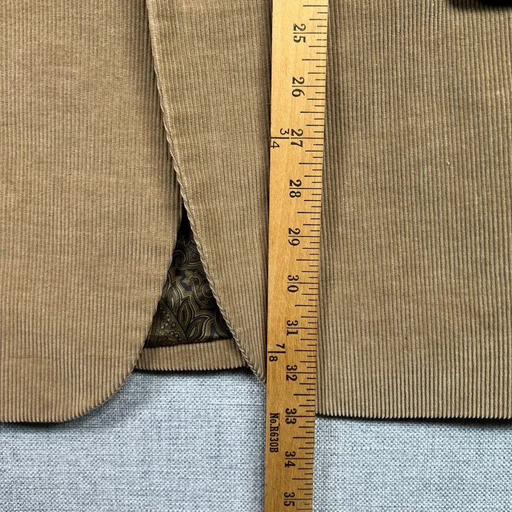 Chaps Corduroy Sport Coat Men 48L Camel Tan Cotton Paisley Lined Blazer Academia